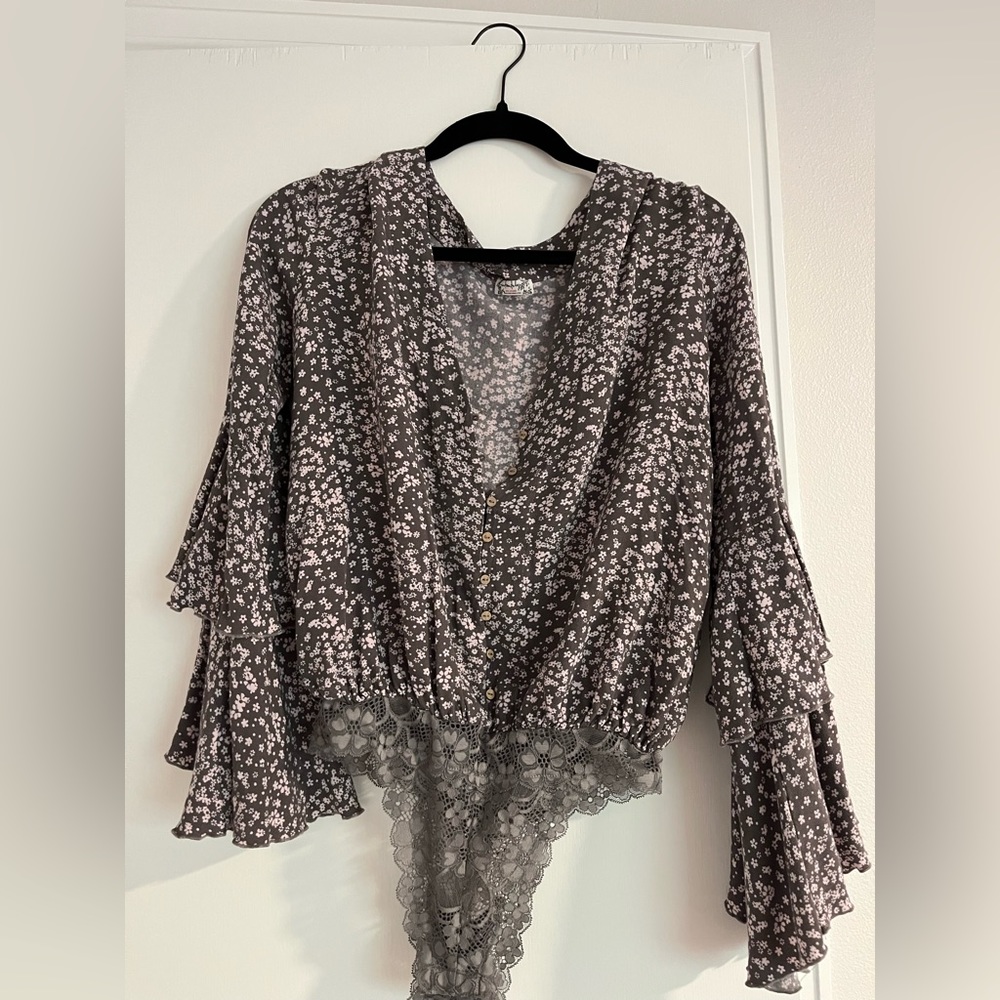 Ditsy Floral Bodysuit free people coal combo